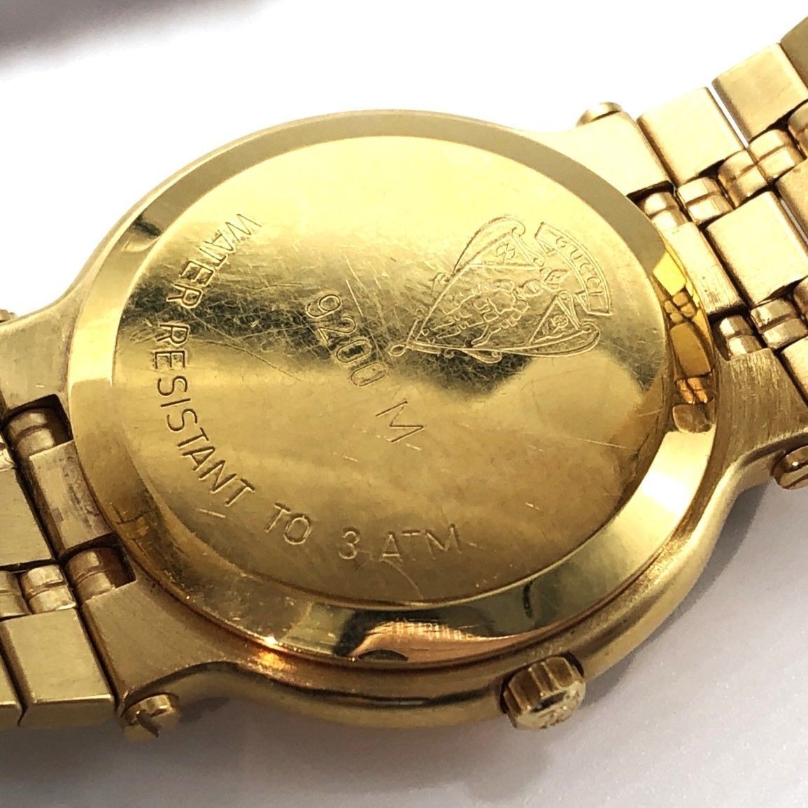 GUCCI 9200M Gold Black Dial Men's Day Quartz Watch JUNK | eBay