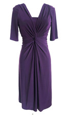 Chaps Short Sleeve Front Twist Fit & Flare Women's Dress Size M Eggplant
