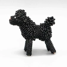 NATIVE AMERICAN BEADWORK-BEADED BLACK POODLE by RONDA DOSEDO-ZUNI