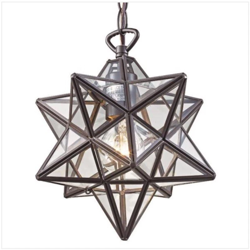 Trans Globe PND-2108 9,5 pulgadas Colgante estrella bronce 1 luz con pantalla de vidrio transparente Foto 2 de 4