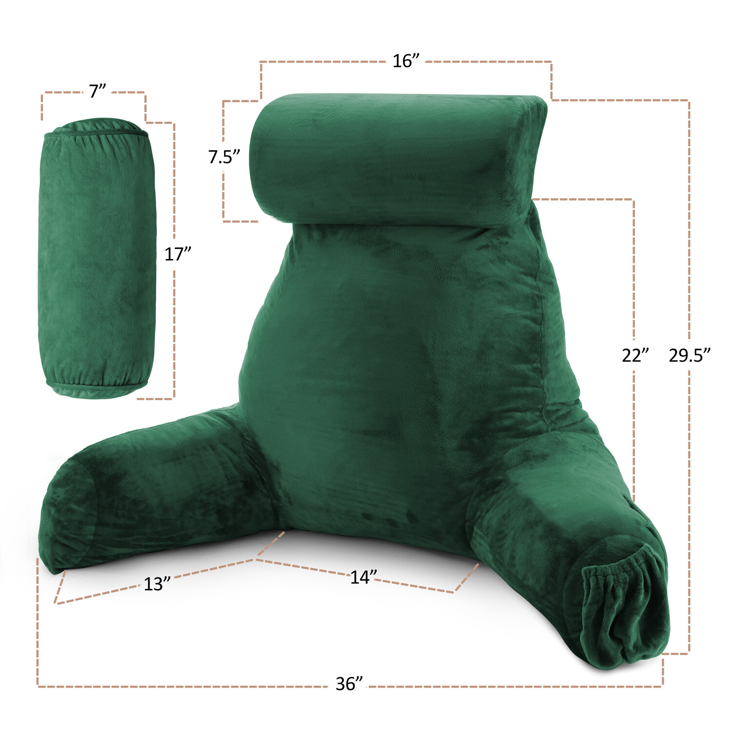 Large Soft Foam Reading & TV Relax Pillow + 2 Neck & Lumbar Pillows with Pockets - Picture 190 of 357