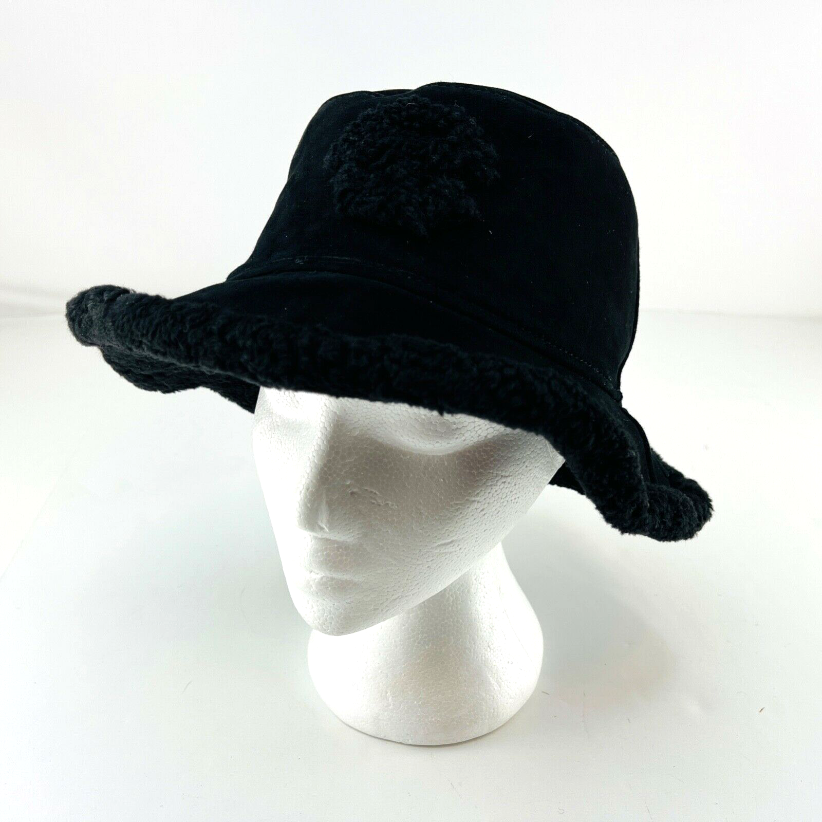 UGG X TELFAR Black Suede Leather Sherpa Lined Bucket Hat Women’s S/M NWOT