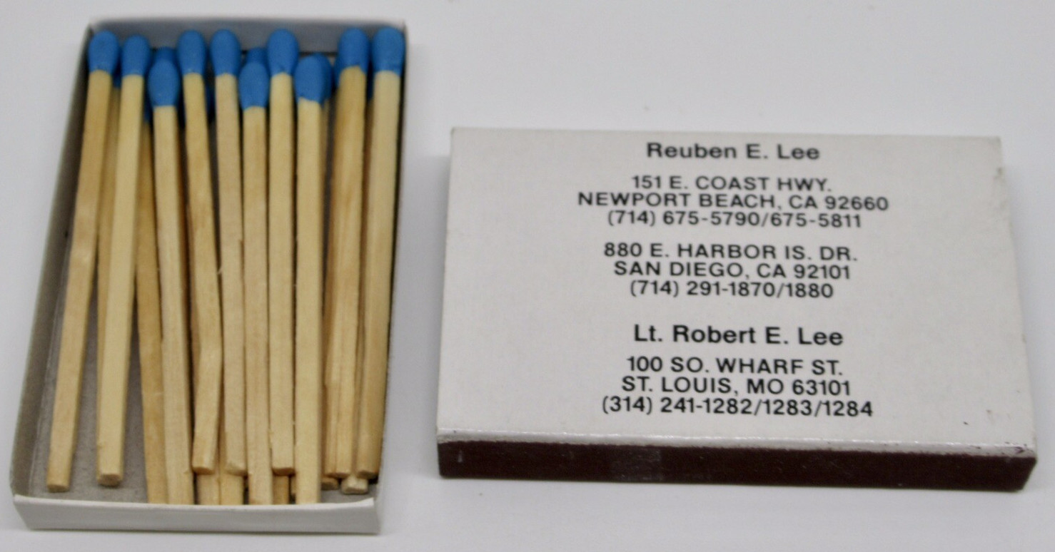 Reuben E. Lee Restaurant San Diego California Newport Beach Matchbook - Matchbox thumbnail 5