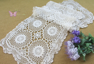 Hand Crochet White Cotton Table Runner 1.2m Rural Feeling FREE SHIPPING 47''