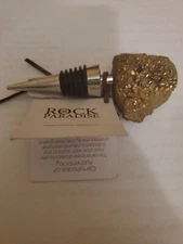 Titanium Druzy ROCK with GOLD TRIM Wine Bottle  Bottle Stopper