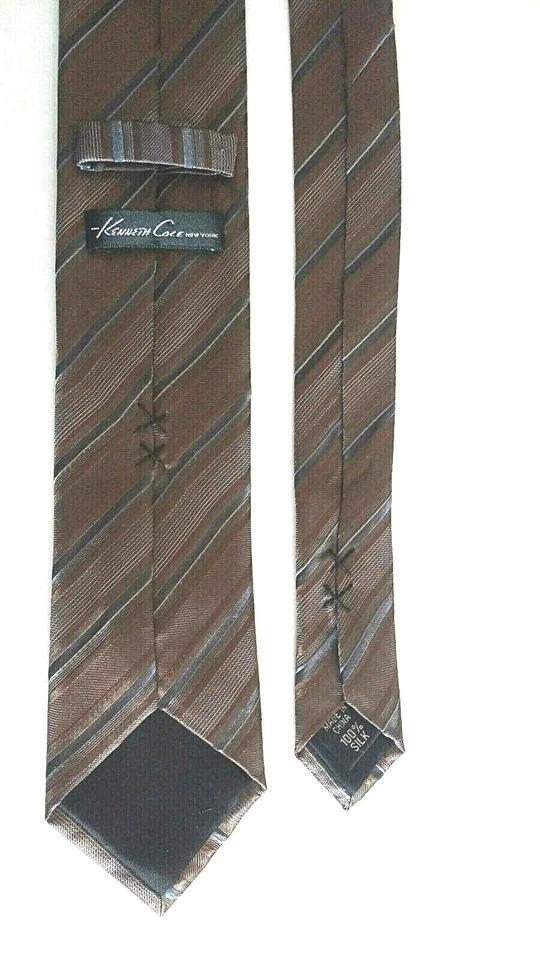 Kenneth Cole TIE Shades of Brown Diagonal Stripes  - Image 2 of 3