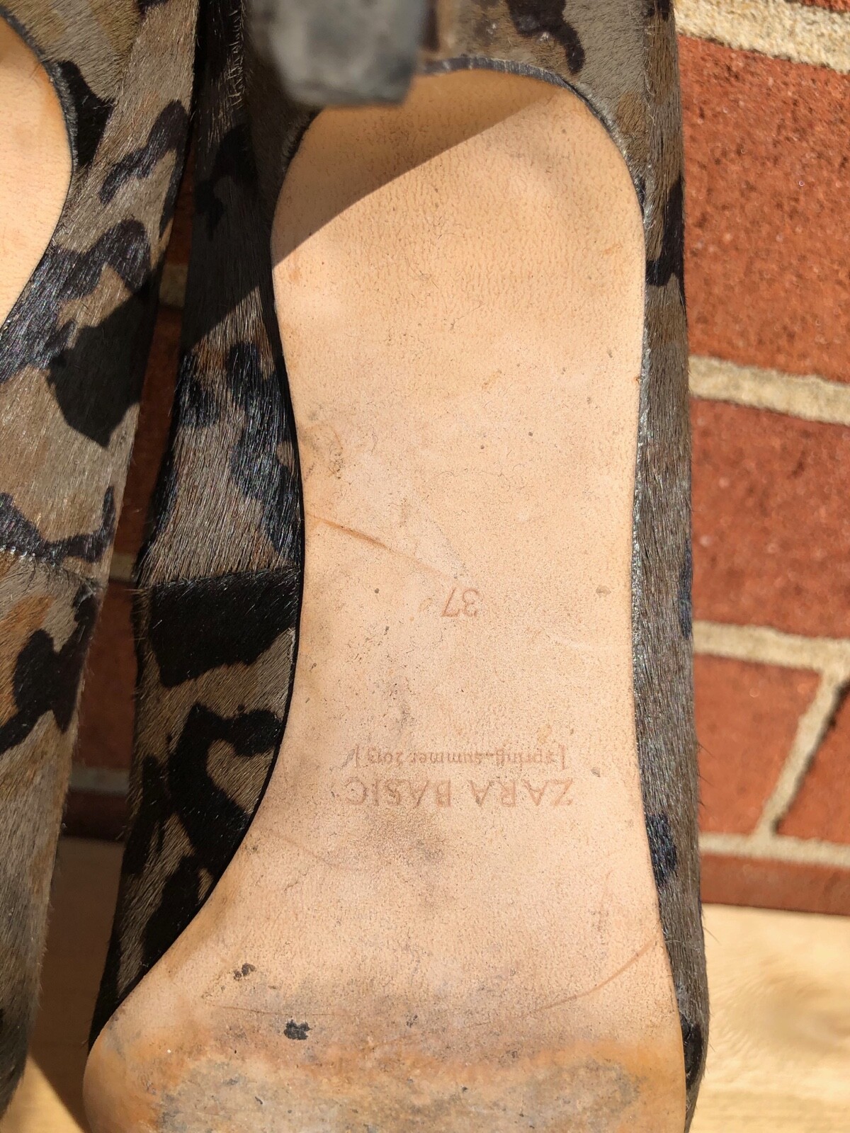 Zara Camo Camouflage Pony Hair Shoe Pumps kitten Hee… Gem