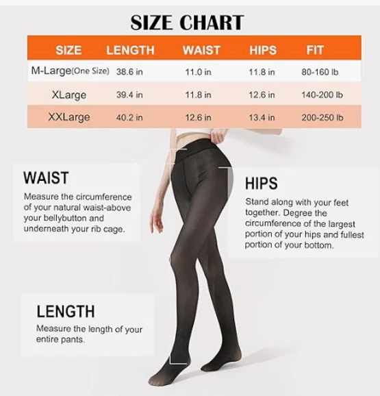 NUEVAS Medias Fiviow Forradas de Vellón Transparentes Mujeres Falsas Translúcidas Talla M-L Foto 3 de 3