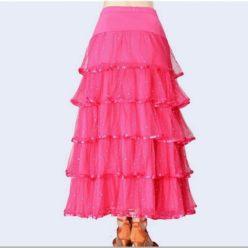 Femme Salle de Bal Jupe Moderne Danse Robe Tutu Sequin Valse Tango Latin - Photo 10/17