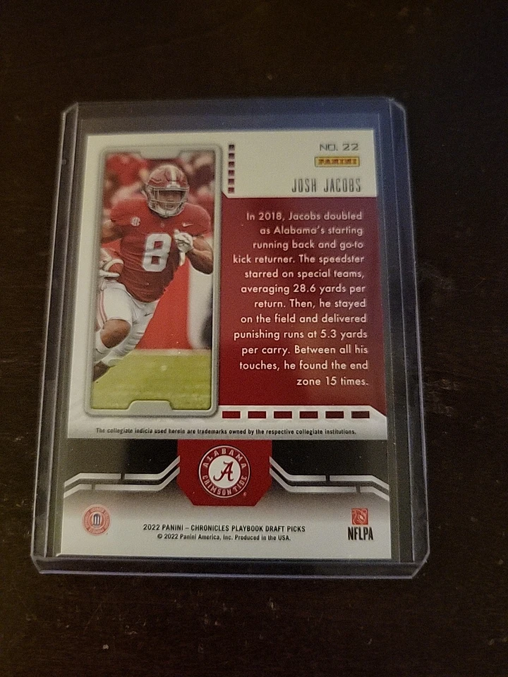 2022 Chronicles Football DP #22 Playbook Josh Jacobs Alabama Crimson Tide N6 - Image 2 of 2