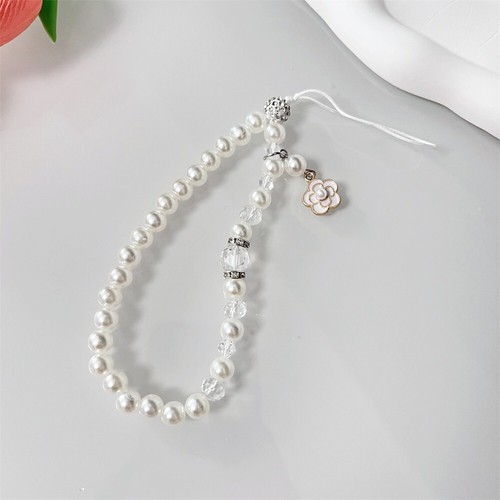 Anti-lost Pearl Bowknot Phone Lanyard Phone Chain Wrist Strap for Women Girls - Photo 8 sur 16