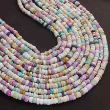 1 Strand Mix Color Opal Roundelles, Smooth Beads, 13 Inches, 5mm-6mm Opal