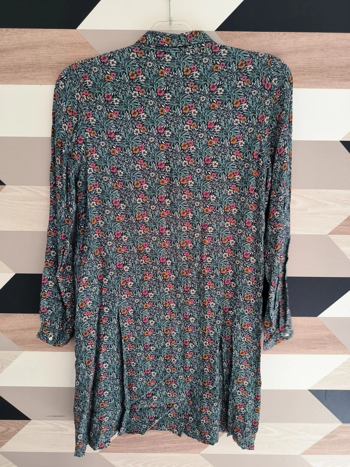 robe acoté bleu fleurs taille 1 - Photo 3/3