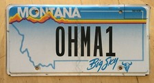 MONTANA VANITY LICENSE PLATE " OHMA 1 " OH MA OMAHA MOM MOMMY MOTHER OHIO MASS