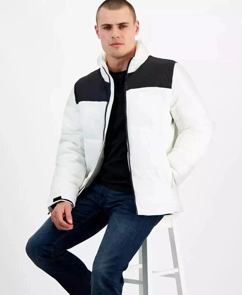 Club Room Men's Quilted Full-Zip Puffer Jacket, ICE White, XL