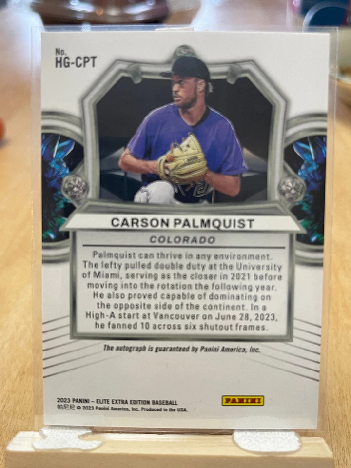 2023 Panini Elite extra Edition Hidden Gems Carson Palmquist Autograph - Image 2 of 2