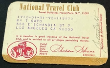 VINTAGE 1970 NATIONAL TRAVEL CLUB FLORAL PARK NEW YORK MEMBERSHIP CARD