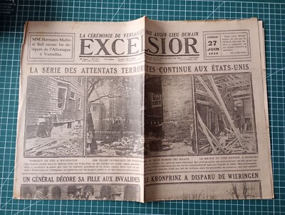 BE010 Zeitung EXCELSIOR Juni 1919 Terroranschläge in den USA