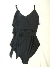 Old Navy Ladies size M Wrap Front One Piece BLACK Slimming look Swimsuit NEW