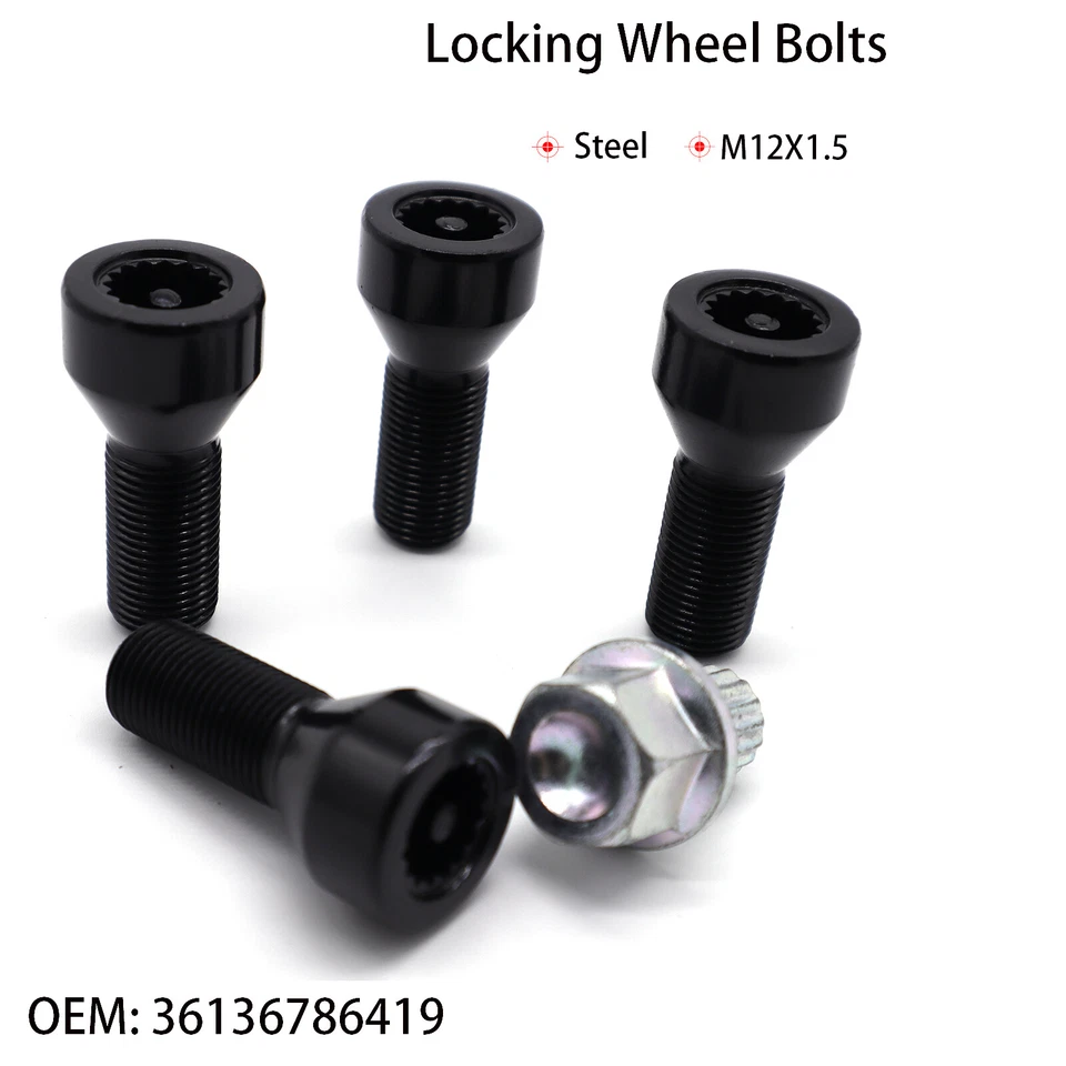 For BMW 2003+ Locking Wheel Lug Bolts Lock OEM Set Lugs+Key anti Theft Antitheft - Image 2 of 4