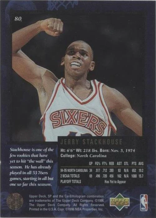 1995-96 SP Championship Series - Jerry Stackhouse #80 - 2 of 2