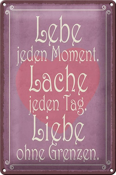 Blechschild Spruch 20X30Cm Lebe Jeden Moment Lache Liebe Deko Schild Tin Sign-image