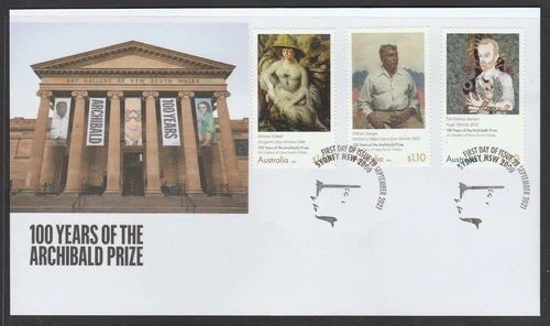 AUSTRALIA 2021 - ARCHIBALD Prize Centenary design set of 3 x $1.10 VFU on FDC