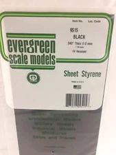 Evergreen Scale Models 9515 Black Styrene Sheets, .04x6x12" (2 Pack)