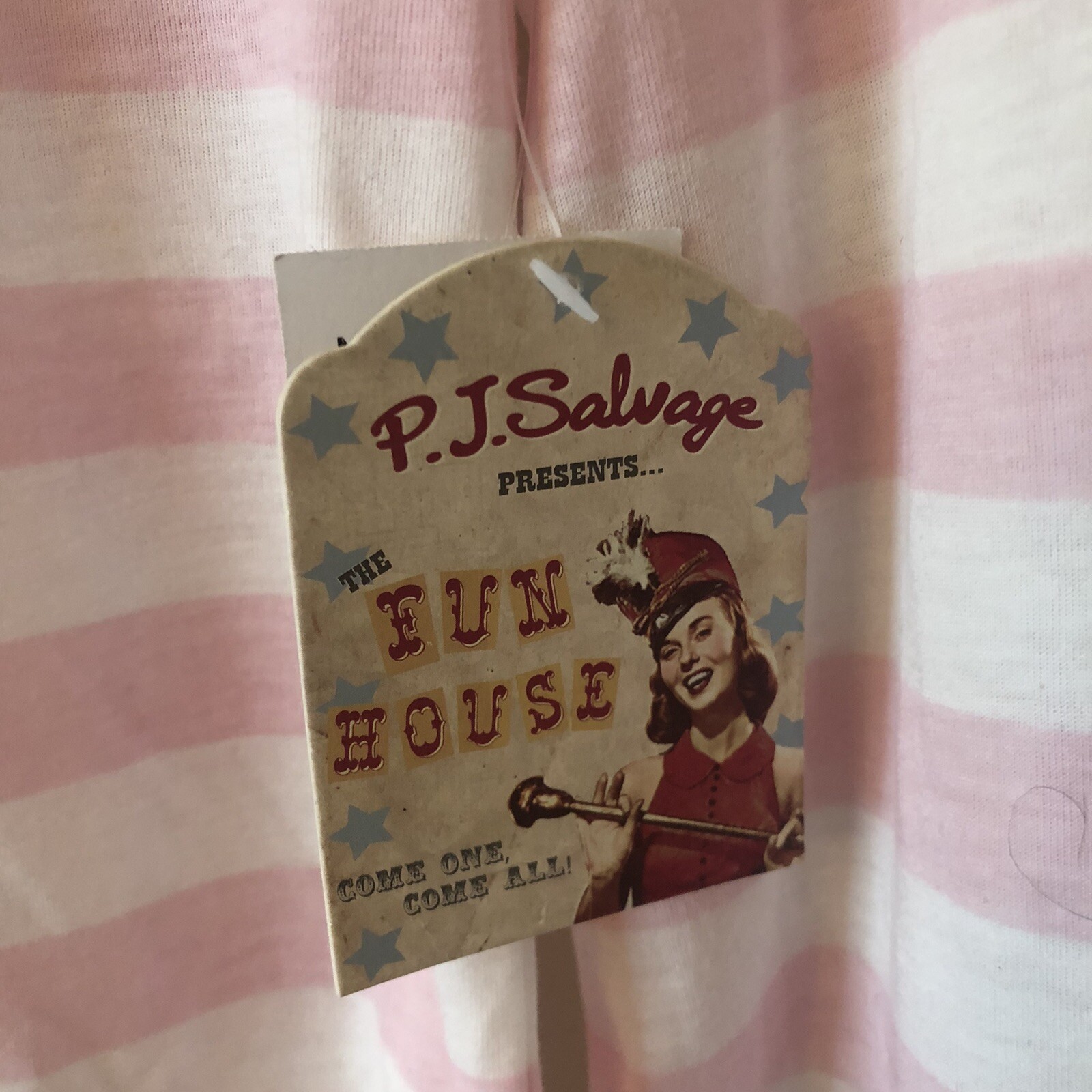 PJ Salvage Girls XL Pajama Top Long Sleeve Pink White Stripe NWT