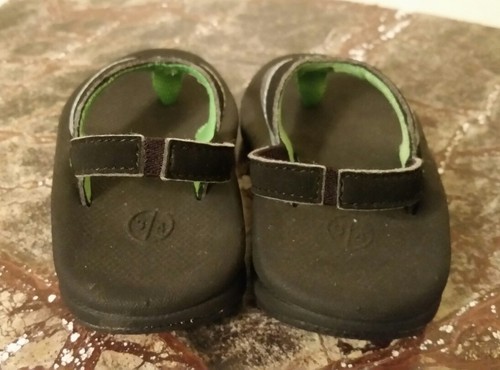Cute Reef Kids Slap II Sandals, Toddler Size 3/4, Black/Green Boy's or Girl's - Picture 5 of 7