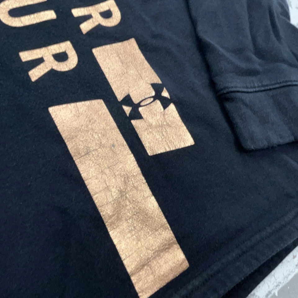 Under Armor 连帽衫女式大号黑色玫瑰金运动衫毛衣漏斗领 — 第 3/4 张图片