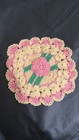 Crochet Potholder Trivet Pink Cream Flower — photo 5