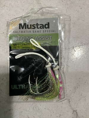 Mustad Heavy Duty Jigging Assist Con Flash Blanco De Pesca Terminal Tackle (2 Unidades), Multicolor, Tamaño