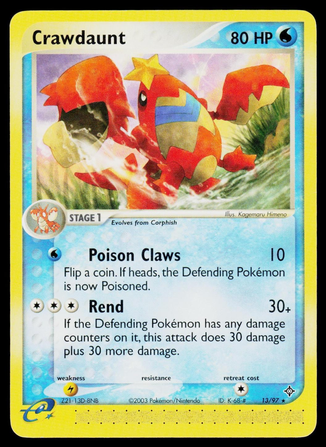 Crawdaunt EX Dragon 13/97 Rare Pokemon Card