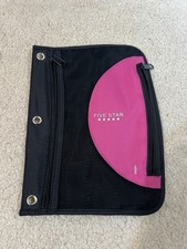 Five Star 3 Ring Binder Zipper Pencil Pouch Black Pink School Organizer Case