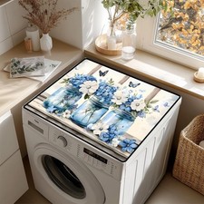 AOHMPT Non-Slip Washer Dryer Top Cover Mat 23.6"x19.7", Ikebana