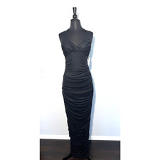 Y2K Vintage Zum Zum by Niki Livas Black Dress Ruched Sz 13 Made in US