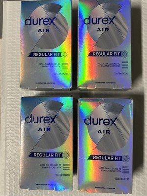 4 Pack Durex Air Ultra Thin Transparent Natural Rubber Latex Condoms Men 40 CT