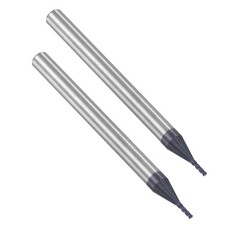 2Pcs 1mm Tip Solid Carbide AlTiN Coated Nose End Mill for Machine HRC45 4 Flute