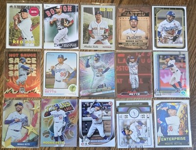 Mookie Betts 15 Card Lot, Mostly Inserts/Parallels + Base