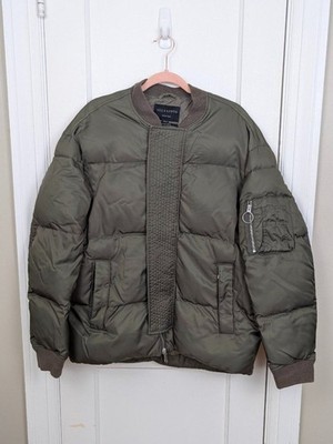 AllSaints Caisey Puffa Bomber Jacket   Size Medium | Olive Green