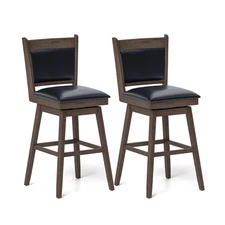 25/29 Inch Padded Bar Stools Set of 2 with Swivel Seat and Footrest