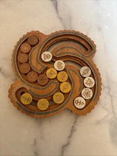 True Genius Egyptian Coin Trade Puzzle Game Wooden Strategy Brain Teaser