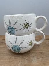 Vintage Retro Franciscan Atomic Starburst 1958-60's Teacup - Coffee Cup Set of 2