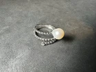 2.37g Vintage Sterling Silver 925 Beaded Adjustable Ring Round M Size 4