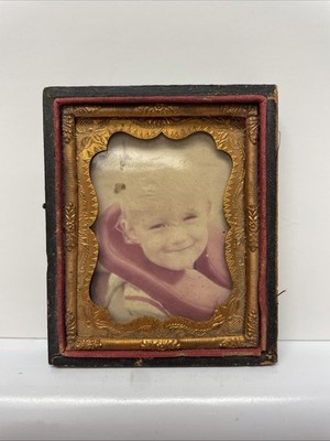 Young Child float Antique 19th Century Tintype Color Possible Amusement Park