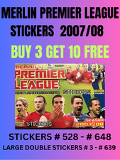 MERLIN PREMIER LEAGUE 07/08-2008 STICKERS #528-#648-LARGE/DOUBLE STICKER #3-#639