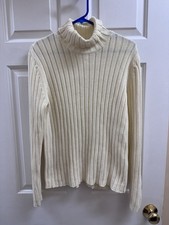 Vintage 90s Cherokee Women  s Cotton Turtleneck Sweater Size XL 18in Pit To Pit