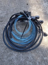 Sleeved SATA to SATA Power Cable Set Lot, Black/Blue Braided Harness Bundle