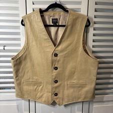 Vintage Wilsons Pelle Studio Mens Beige Leather Vest XL Classic Style Button